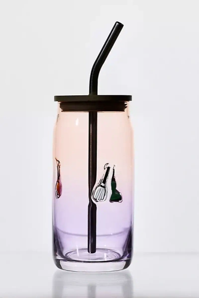 Anthropologie The Mystic Icon Juice Glass Tumbler With Lid In Multi