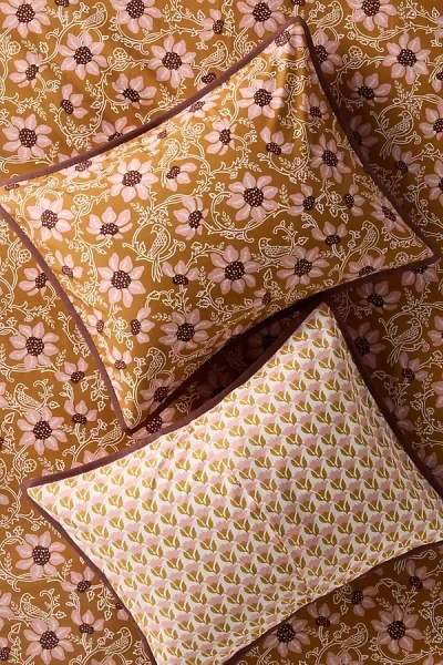 Anthropologie The Organic Cotton Printed Percale Pillowcases, Set Of 2 In Brown