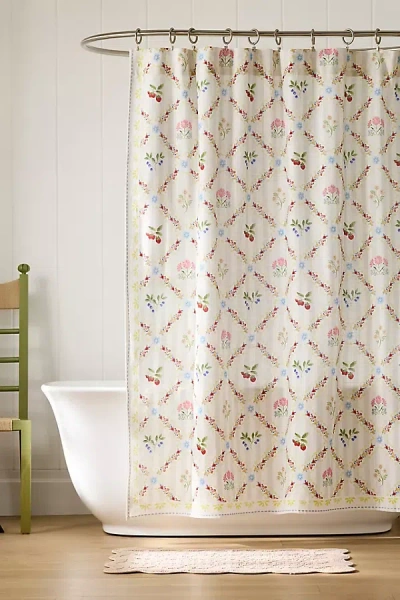 Anthropologie The Printed Cotton Slub Shower Curtain Collection In Neutral