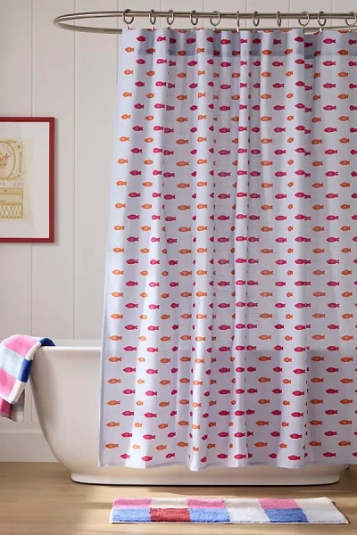 Anthropologie The Printed Cotton Slub Shower Curtain Collection In Multi