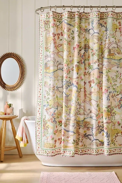 Anthropologie The Printed Cotton Slub Shower Curtain Collection In Multi