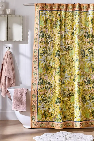 Anthropologie The Printed Cotton Slub Shower Curtain Collection In Multi