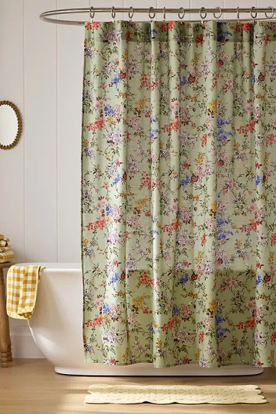 Anthropologie The Printed Cotton Slub Shower Curtain Collection In Multi
