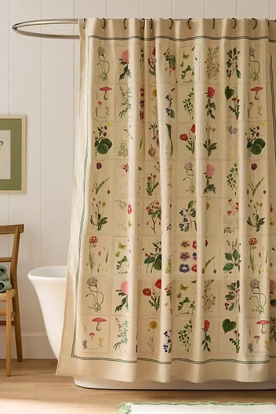 Anthropologie The Printed Cotton Slub Shower Curtain Collection In Multi
