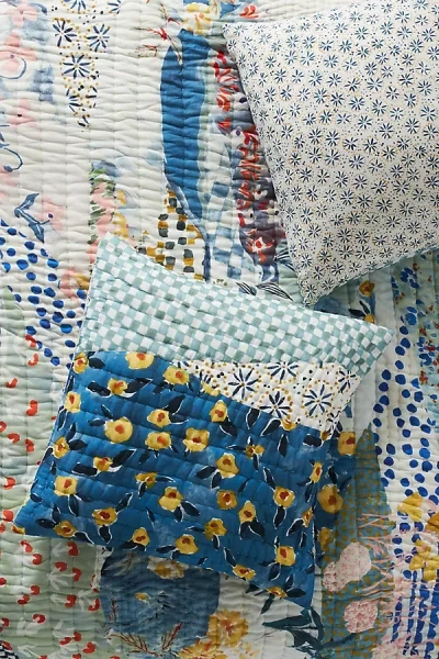 Anthropologie The Printed Cotton Voile Euro Shams In Blue
