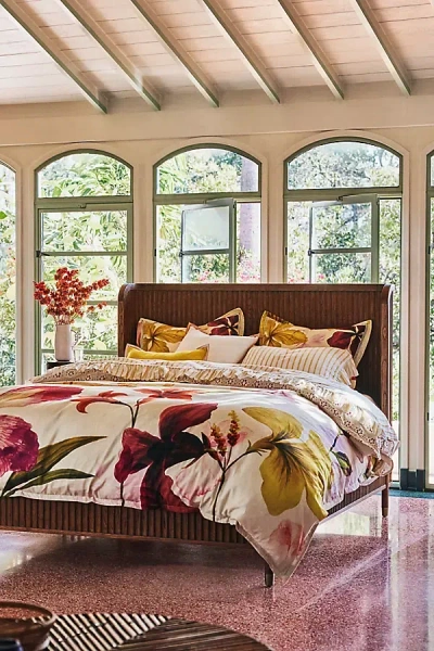 Anthropologie The Printed Cotton-slub Duvet In Multi
