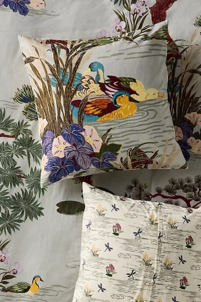 Anthropologie The Printed Cotton-slub Euro Sham In Multi