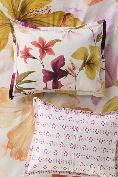 Anthropologie The Printed Cotton-slub Pillow Shams, Set Of 2 In Multi