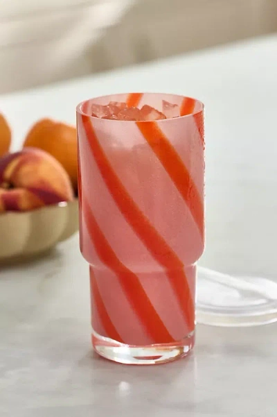 Anthropologie The Ribbon Stripe Glass Tumbler With Lid