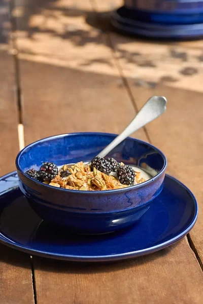Anthropologie The Rowen Portuguese Stoneware Cereal Bowls, Set Of 4 In Blue