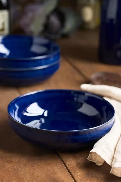 Anthropologie The Rowen Portuguese Stoneware Pasta Bowls, Set Of 4 In Blue