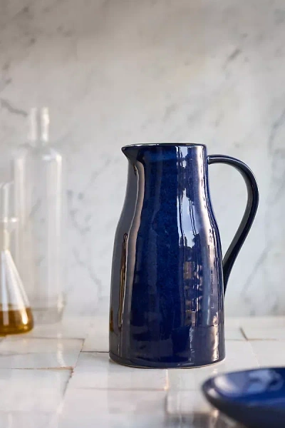 Anthropologie The Rowen Portuguese Stoneware Pitcher In Blue