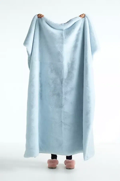 Anthropologie The Sophie Faux-fur Throw Blanket In Blue