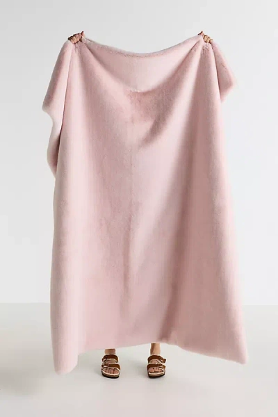 Anthropologie The Sophie Faux Fur Throw Blanket In Pink