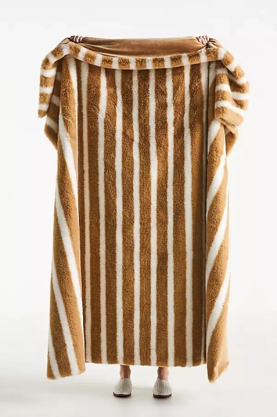 Anthropologie The Sophie Faux-fur Throw Blanket In Brown