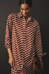 Anthropologie By  Long-sleeve Shirt Dress In Multicolor