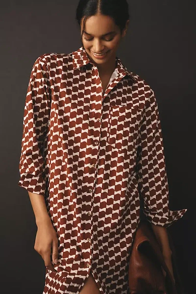 Anthropologie By  Long-sleeve Shirt Dress In Multicolor