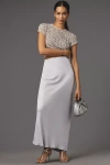 Anthropologie The Tilda Maxi Slip Skirt In Silver