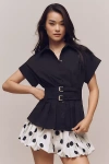 Anthropologie The Tobie Pleated Blouse By Exquise: Double-buckle Edition