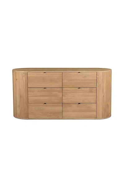 Anthropologie Theo Solid Oak Rounded Six-drawer Dresser In Neutral