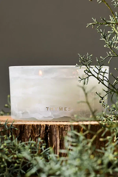 Anthropologie Thymes Woody Frasier Fir 4-wick Glass Candle In White