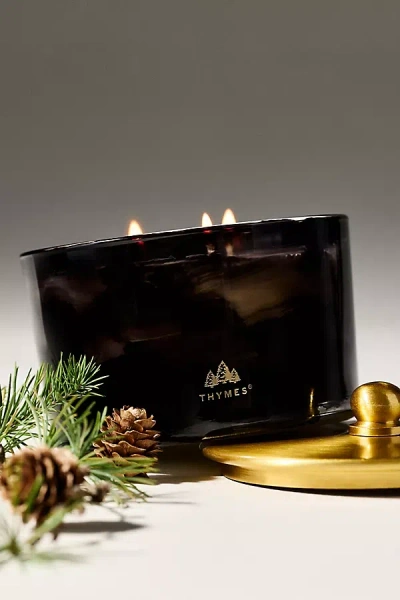 Anthropologie Thymes Woody Noir Woods 3-wick Glass Candle In Multi