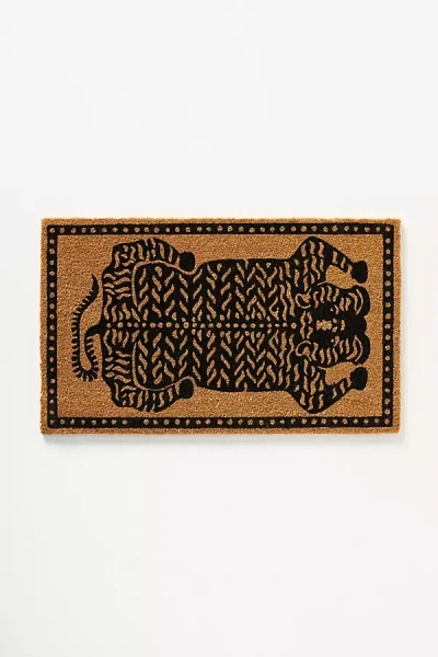Anthropologie Tibetan Tiger Coir Printed Doormat In Yellow
