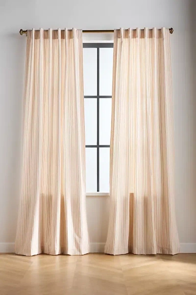 Anthropologie Ticking Stripe Cotton Woven Curtain In Neutral