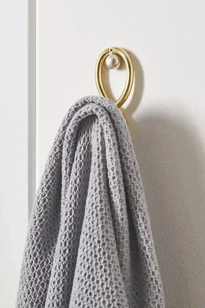 Anthropologie Tiffani Pearl Bath Hook In Gold