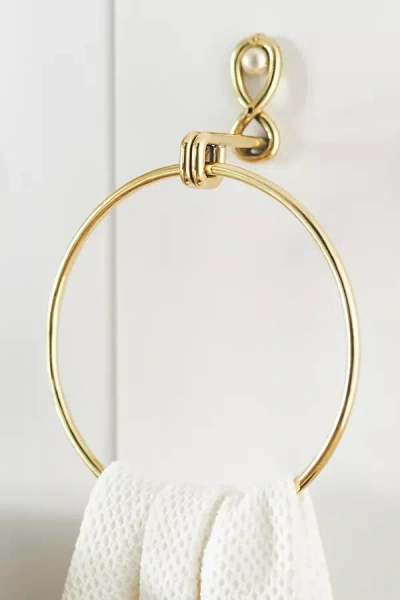Anthropologie Tiffani Pearl Towel Ring In Gold