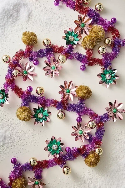 Anthropologie Tinsel Flower Garland In Multi