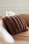 Anthropologie Tipped Puffer Faux-fur Pillow In Brown