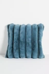 Anthropologie Tipped Puffer Faux-fur Pillow In Green