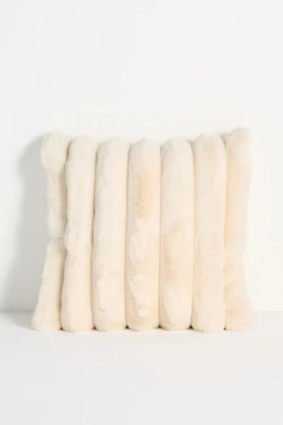 Anthropologie Tipped Puffer Faux-fur Pillow In Neutral