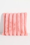 Anthropologie Tipped Puffer Faux-fur Pillow In Pink