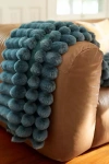 Anthropologie Tipped Puffer Faux-fur Throw Blanket In Blue