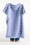 Anthropologie Tipped Puffer Faux-fur Throw Blanket In Blue