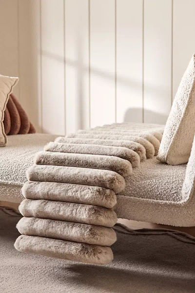 Anthropologie Tipped Puffer Faux-fur Throw Blanket In Neutral
