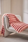 Anthropologie Tipped Puffer Faux-fur Throw Blanket In Orange