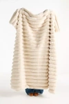 Anthropologie Tipped Puffer Faux-fur Throw Blanket In White
