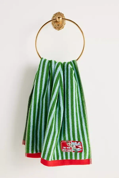 Anthropologie Tis The Season Embroidered Icon Hand Towel In Green