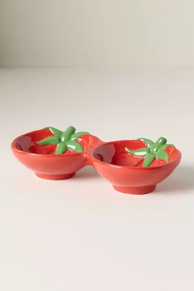 Anthropologie Tomato Dolomite Double Pinch Bowl In Red