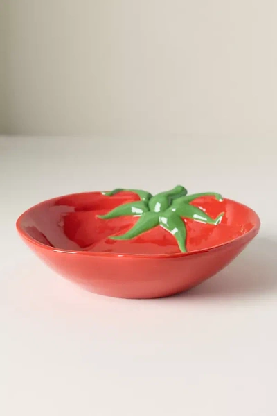 Anthropologie Tomato Dolomite Pasta Bowl In Red