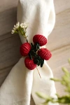 Anthropologie Tomato Woven Palm Napkin Rings, Set Of 4