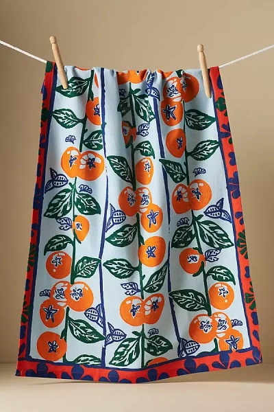 Anthropologie Tomatoes Block-print Tea Towel In Animal Print