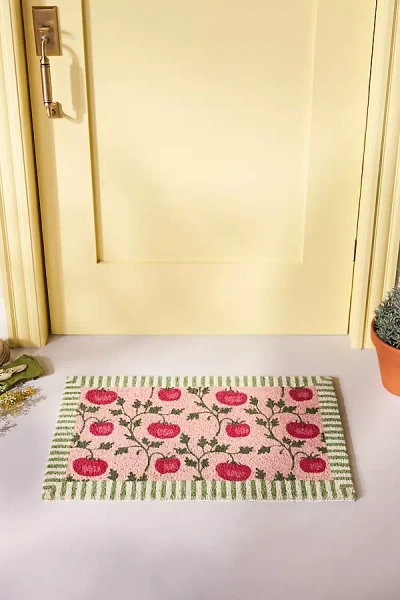 Anthropologie Tomatoes Printed Coir Doormat In Pink