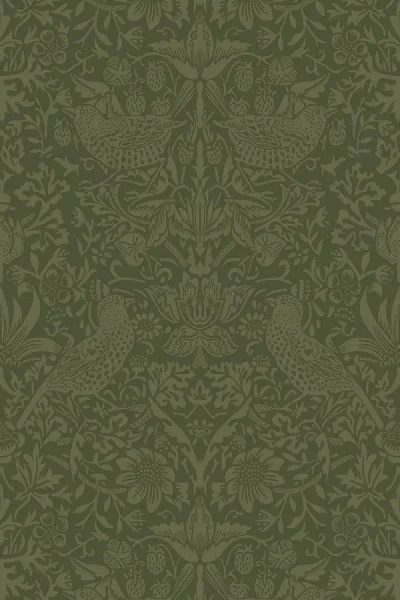 Anthropologie Tonal Bird Garden Vintage Peel-and-stick Wallpaper In Green
