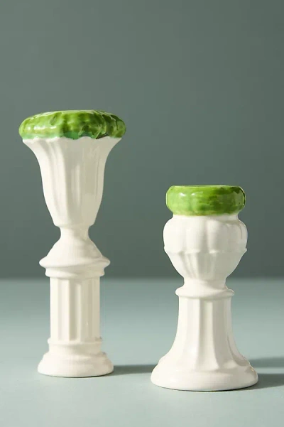 Anthropologie Topiary Stoneware Candleholder In Green