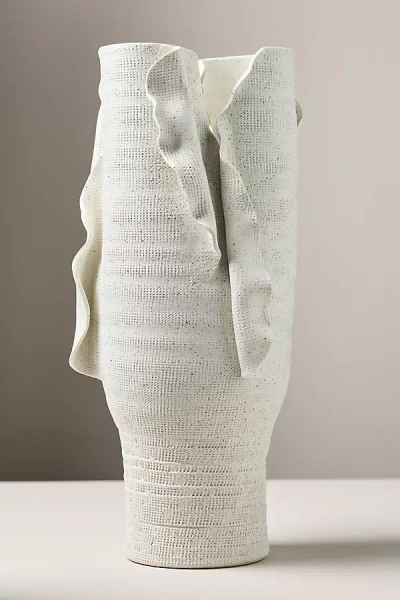 Anthropologie Torn Textured Tall Porcelain Vessel In Multi