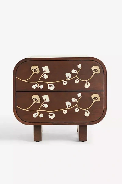 Anthropologie Toulouse Bone Inlay Two-drawer Nightstand In Brown